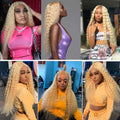 613 Deep Wave Frontal Wig 13x6 HD Water Wave Lace Front Wigs 220 Density 30 38 Inch Honey Blonde 13x4 Transparent Curly Lace Raw Remy Frontal Wig