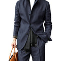 Men's Linen Blend 2 Piece Suit Set Stand Collar Breathable Casual Blazer Pants For Business Daily Wear