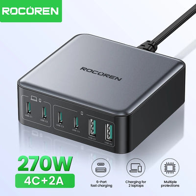 Rocoren 200W GaN Charger PD Fast Charging USB Type C 270W | SAMAG