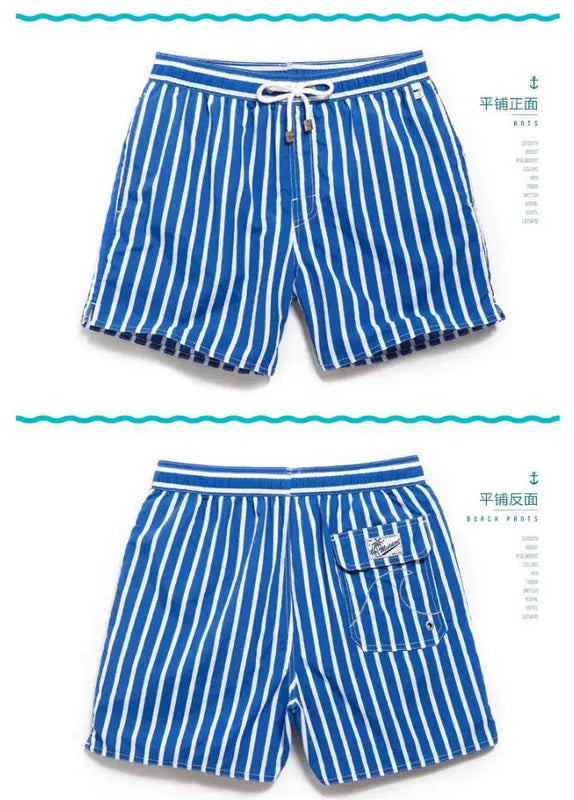 Striped Men Casual Shorts Beach Pants Board Short Quick Dry Sports Trunk Summer Seaside Beachwear Loose Homewear Sleeping Pajama