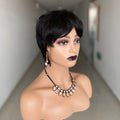 Short Pixie Cut Wig Human Hair Ready to Wear Brazilian Human Hair Wigs for Women Black Color Full Machine Short Straight Wigs