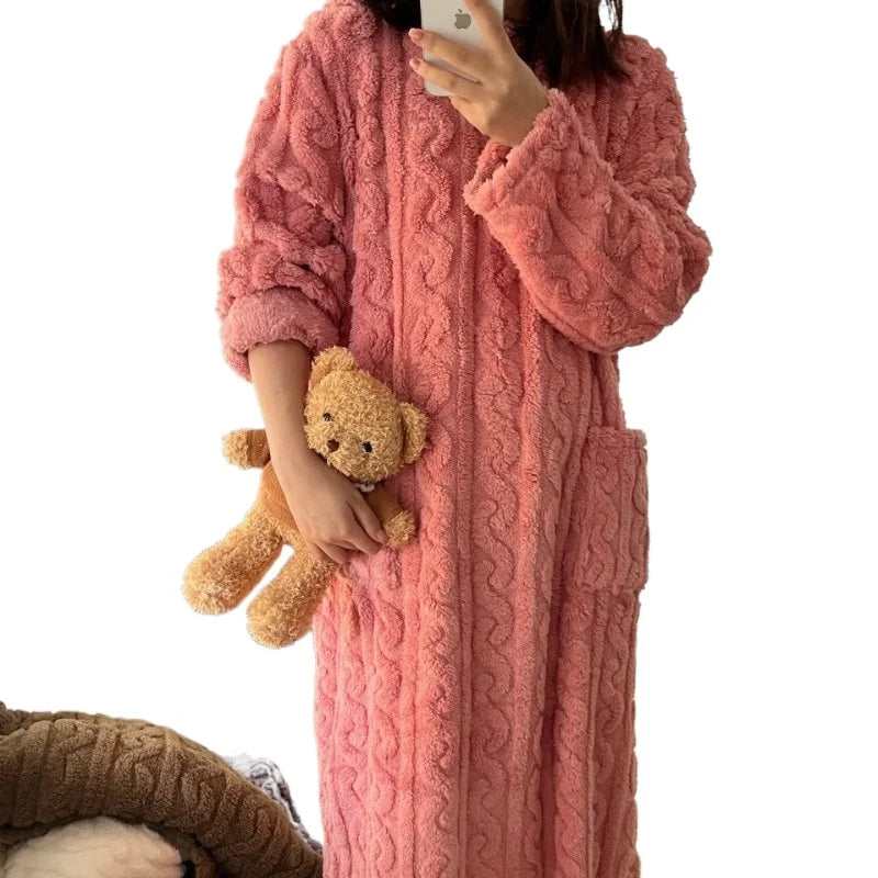 Thickened Warm Plus Size Ladies Pyjamas Flannel Winter | SAMAG