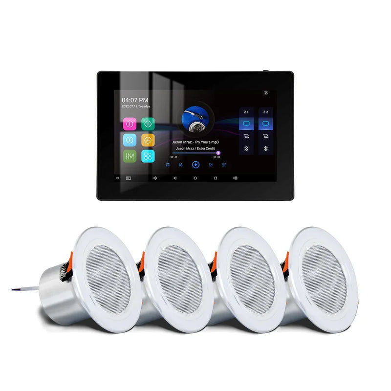 WiFi Bluetooth Wall Amplifier 7 inch Metal Frame Android Amp Home Theater Sound System Mini Stereo Ceiling Speaker Residential