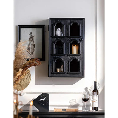 French Rustic Style Home Decor Wall Mounted Black Shelf Rack Solid Wood Storage | SAMAG