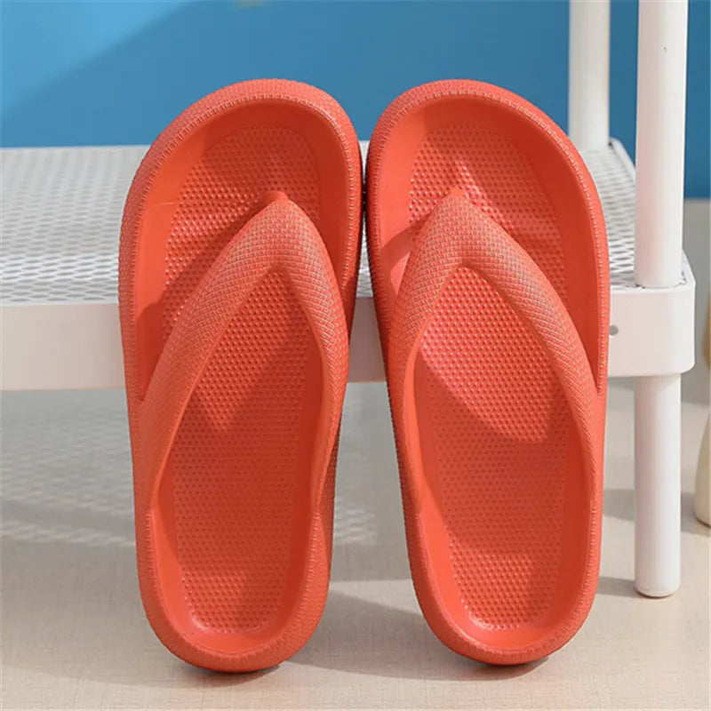 Rimocy Soft Sole EVA Women's Flip Flops 2025 Summer Beach Non-slip Cloud Slippers Women Thick Platform Clip Toe Bathroom Slides