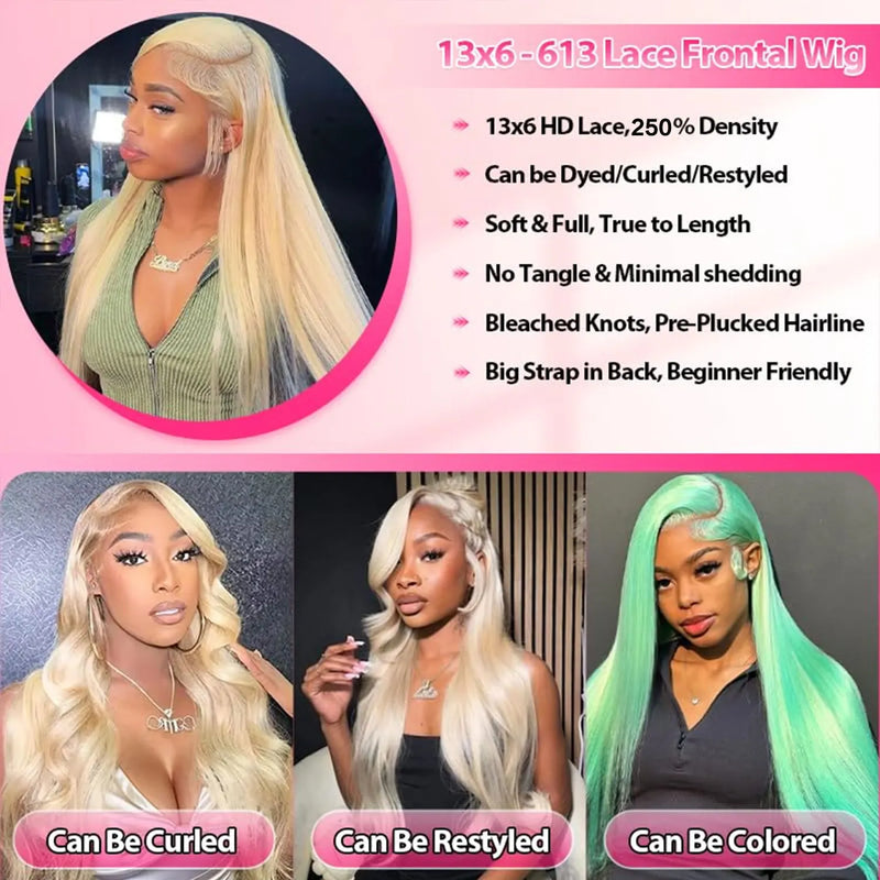Blonde Lace Front Wig Human Hair 13x6 613 HD Transparent Lace Front Brazilian Remy Wigs Brazilian Glueless Preplucked Human Wigs