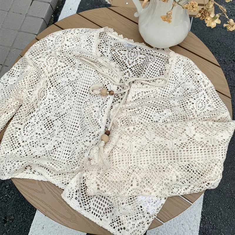 Vinatge Lace Hollow Out Summer Cardigans for Women Up - View 5 | SAMAG