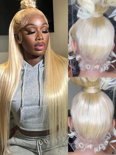 38 40 Inches 360 Lace Frontal Wigs Bone Straight Pre Plucked Transparent Lace Frontal Wig 13x4 13x6 Honey Blonde 613 Lace Front Human Hair Wigs For Women 220 250 Density Free Shipping