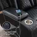 TODRANI Power Reclining Sofa 0 Gravity w/ Wireless Charger,LED Floor Lights,Reading Light, Drop-down Table USB/Type-C Port(070)