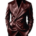 Men's Leather Blazer Slim Fit Faux Suit Jacket Formal - View 13 | SAMAG