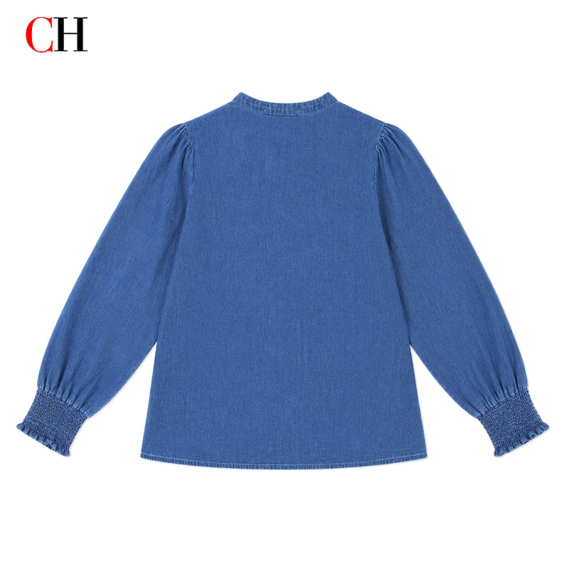 CH Women's Refined Stitch Letter Embroidery V Neck Stand - View 2 | SAMAG