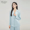 2025 Summer New 100% Mulberry Silk Long-Sleeve Long Pants 2PCS Sets Women's Pajama Set European  American Style Loungewear