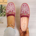 Goreyodoly women mule flats rhinestone cutout shoes chain detail elastic slip on wide fit lightweight soft sole comfort shoes