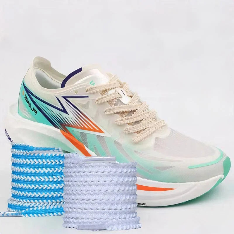 Multicolor Track Anti-slip Serrated Shoelaces Canvas Black White Runing Shoes laces Women Men Sport Casual Net Shoes Shoelaces