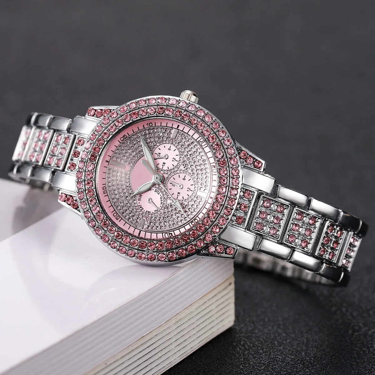 1/3PCS Luxury Rhinestone Women Watch Diamond Jewelry Set Elegant Steel Ladies Quartz Wristwatch Reloj Mujer（Without Box）