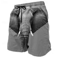 Men's Elephant Animal Print Casual Shorts Mid Waist | SAMAG