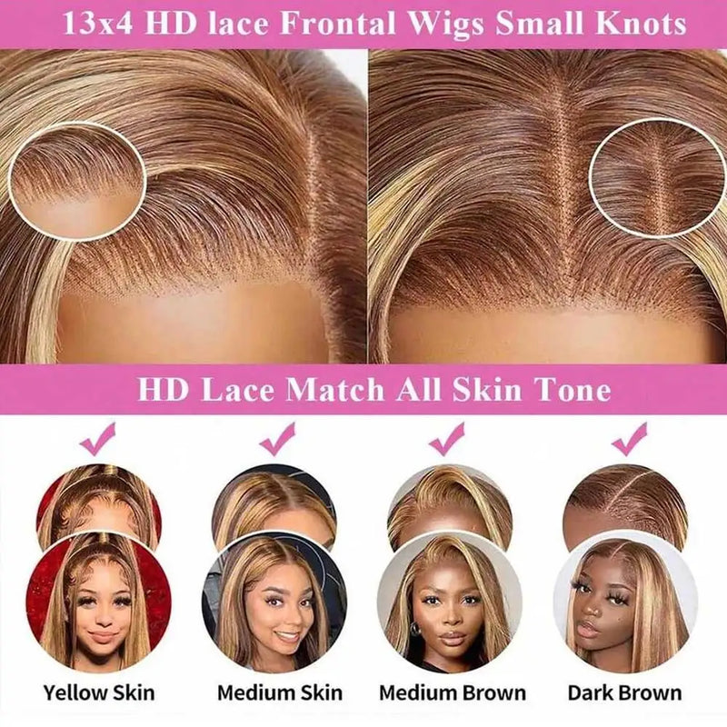 Highlight Wigs Colored Straight Lace Front Human Hair Wigs For Women Honey Blonde Straight 13x4 Hd Lace Frontal Wigs Human Hair