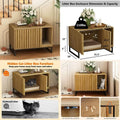 Modern Cat Box Enclosure Furniture Hidden Box with Scratch Pad Entryway Bench End Table Pet Bed for Cats