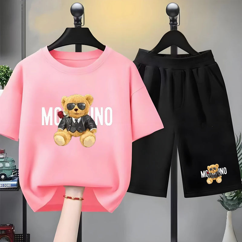 Fashion Letter Bear Print Children Summer Clothing - View 8 | SAMAG
