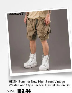 HKSH Spring Summer New Men's RO Style Round Collar Printed T-shirt Oversized Chic Cotton Chic Top American Loose Y2K Tees HK4638