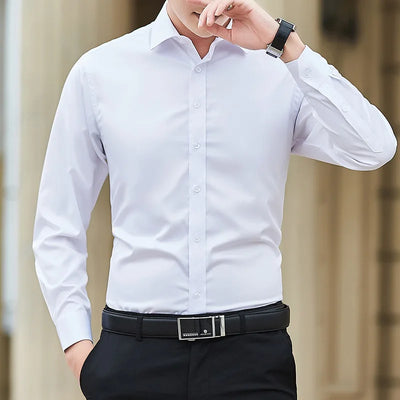 New Plus Size Men Solid Color Business Shirt Fashion | SAMAG