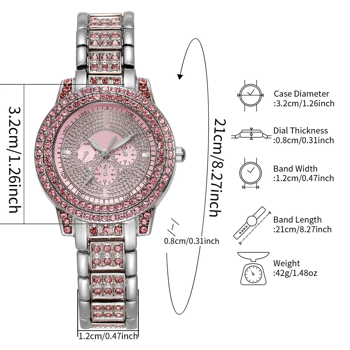 1/3PCS Luxury Rhinestone Women Watch Diamond Jewelry Set Elegant Steel Ladies Quartz Wristwatch Reloj Mujer（Without Box）