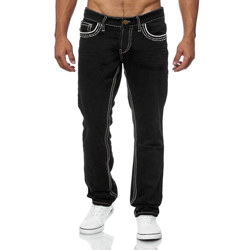 Straight Jeans Men Washed no hole Spring Summer Boyfriend | SAMAG