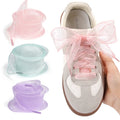 4CM Wide Lace Snow Yarn Shoelaces Flat Sheer Laces Fancy Shoelaces for Women Girls Lace Shoes Accessories 100/120/140CM 1Pair