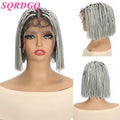 Synthetic Lace Front Wigs For Woman Short Bob Wig with Bangs Braided Wigs Women Daily Party Cosplay Woman Wigs Black Gray