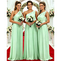 One Shoulder Lemon Yellow Bridesmaid Dresses Chiffon | SAMAG