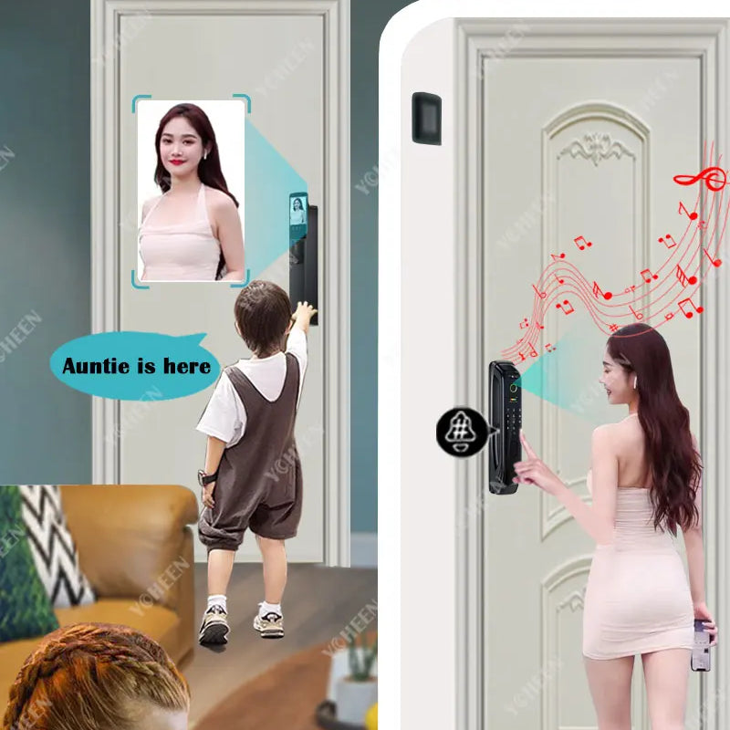 6068,5572,6072,6085 Mortise Lock Tuya Wifi App Camera Smart Digital Lock With Fingerprint Face Key Card Rfid