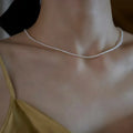 YWYC 2.5 - 3.5mm Rice Shape Freshwater Pearl Necklaces 40cm Length 925 Sterling Silver Collar for Women Jewelry Gift | SAMAG
