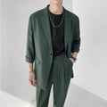 2022 Fashion Summer 2-piece Set Solid Color Single-breasted Casual Simple Student Wear Homme Loose Suits Wear (Blazers + Pants)