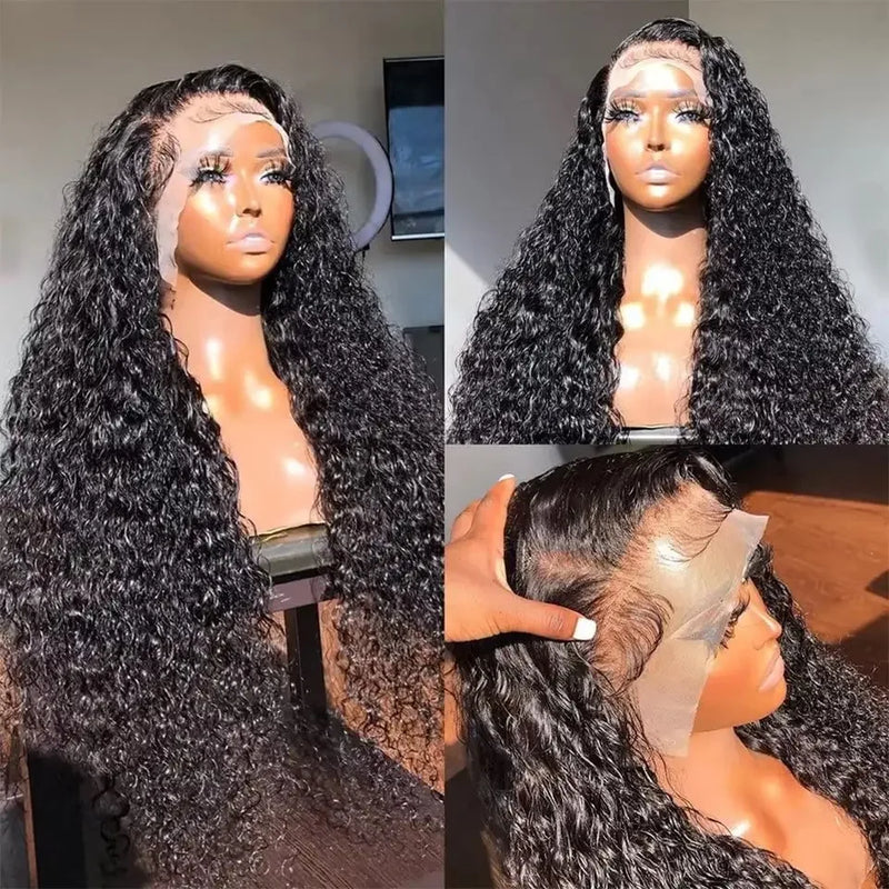 Water Wave 13X4X1 HD Full Soft Hair Lace Frontal Synthetic Wig For Women Preplucked Baby Hair Bleach Knots Heat Resistant Fiber