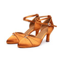 Latin Dance Shoes for Women Silk Diamond Modern National Standard Pumps Cha Cha Rumba High Heeled Professional Indoor Stilettos