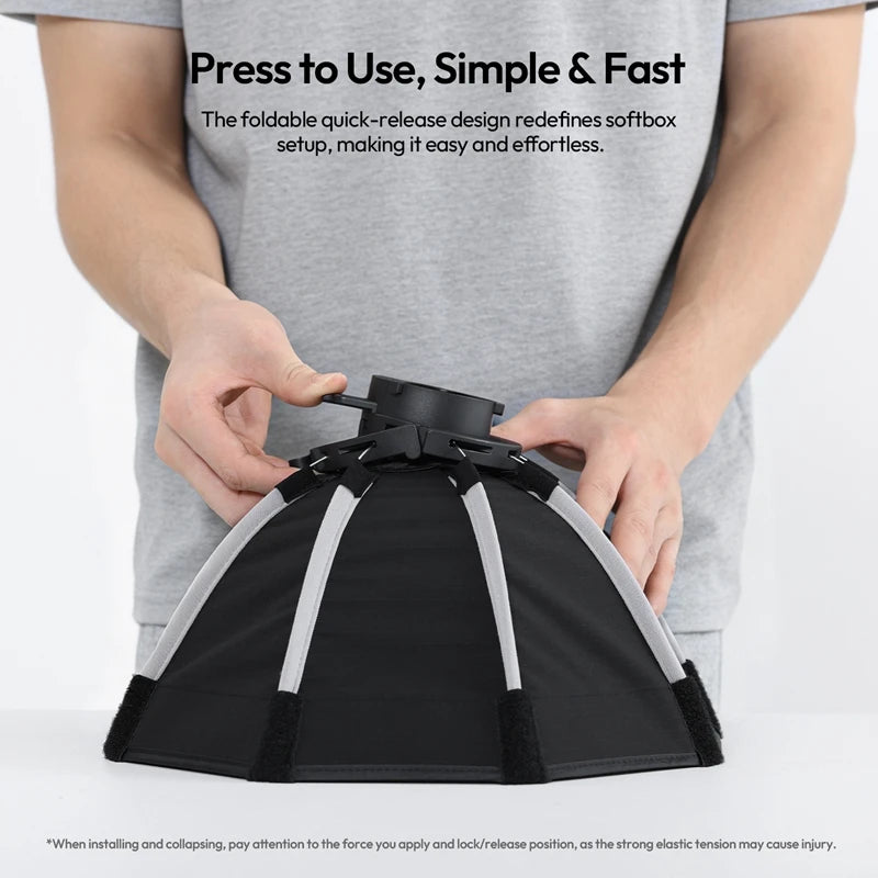 Ulanzi FOLD QS30 Softbox One-Step Setup 30cm Mini Bowens Mount Lightweigh Foldable Design for Catchlights Rim Lighting Vlogging