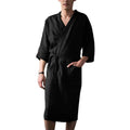 2026 Spring Autumn Men's Nightgown Cotton and Linen Robes Kimono Medium and Long Nightgown Homewear Bath Steamed Clothes Male