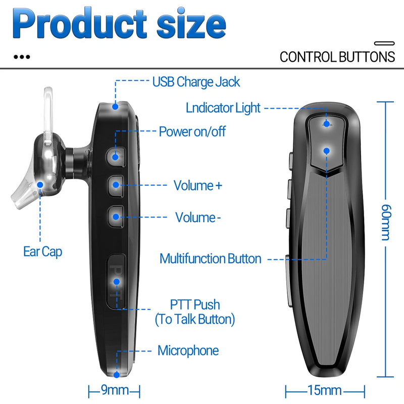 BT-E1 Wireless Headset Bluetooth Earpiece with Charger for Quansheng UV K5 (8) K6 UV 5R Plus Baofeng UV-5R UV-17 BF-888S Radio