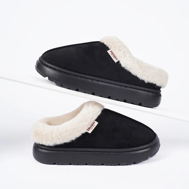 Winter Women Shoes Casual House Shoes For Men 2026 Outdoor Warm Cotton Shoes For Women Indoor Plush Padded Slippers Female