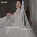 LORIE Vintage Lace Wedding Dress A - Line Appliques - View 2 | SAMAG