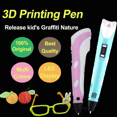 Kids 3D Printing Pen Adjustable Speed LED Display DIY | SAMAG
