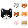 Faux Fur Fox Mask Furry Half Face Animal Cat Mask Halloween Cosplay Party Costume