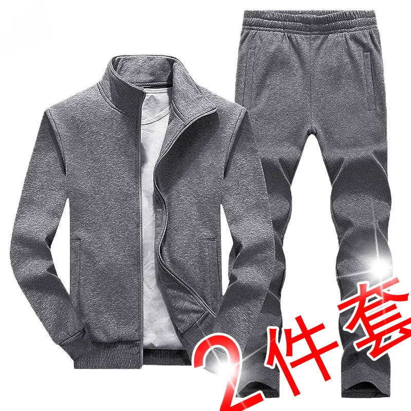 Middle aged and elderly men's two - piece casual wear and sportswear set, long sleeved public edition solid - View 3 | SAMAG