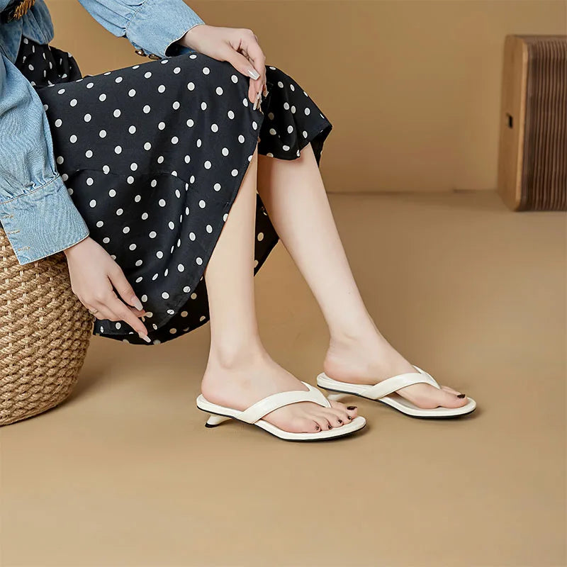 AIYUQI 2026 New Women's Slippers High-Heeled Fashionable Flip-Flops Women Plus Size Summer Round Toe Beach Shoes Girl