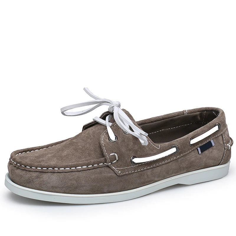 New Men's Casual Shoes Fashion Leather Docksides Boat Shoes British Style Lace Up Men Loafers Men Breathable Handmade Moccasins