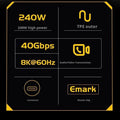 USB C Keychain,Thunderbolt 4 Short USB C Keychain Cable with 240W PD Fast Charging 40Gbps Data Transfer,8K@60Hz Durable Cable