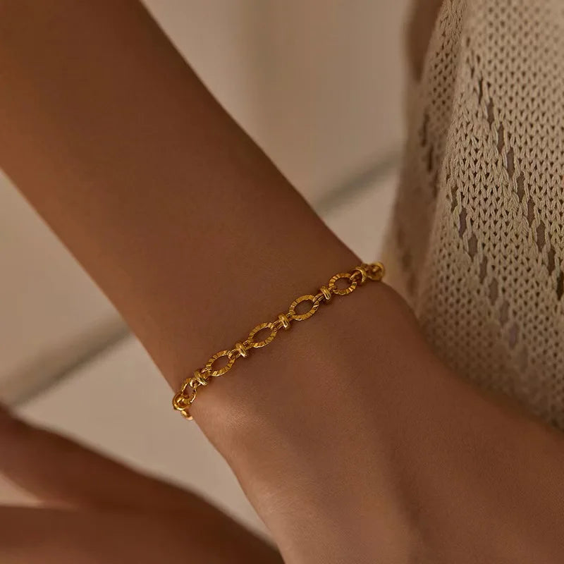 Hot luxury 18k Gold Filled creative Chain Bracelets for Women fashion Wedding accessories Party Gifts designer jewelry 18+4cm