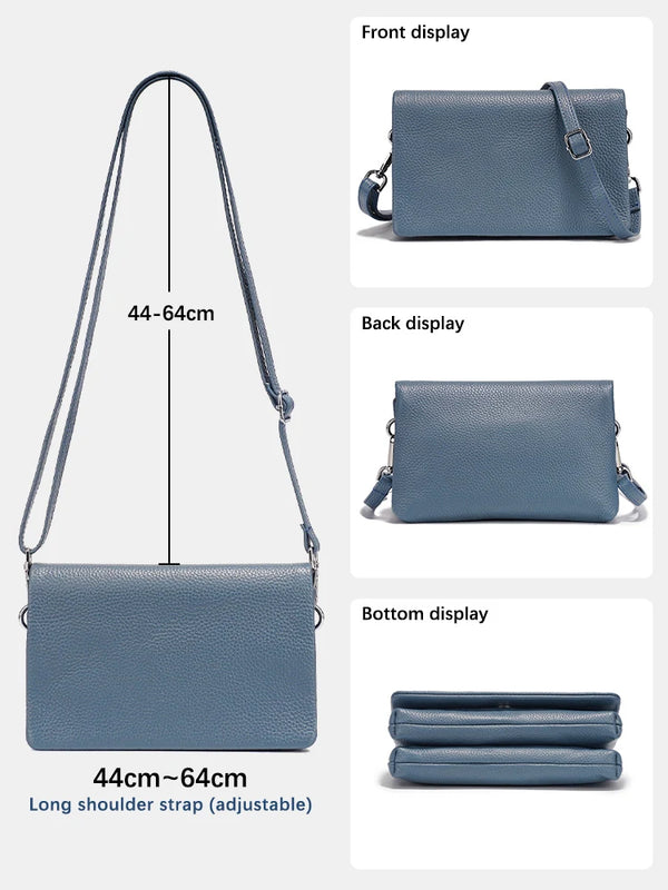Zency New Soft Plain Color Leather Bag Multiple Pockets Women's Bag Genuine Leather Shoulder Crossbody Versatile Commuting Bag
