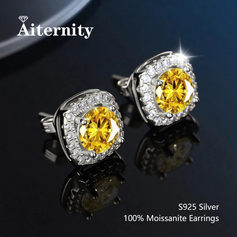 D VVS1 Moissanite Stud Earrings For Women Pass Diamond Tester Pen S925 Platinum Plating Moissanita With 2 Certificates
