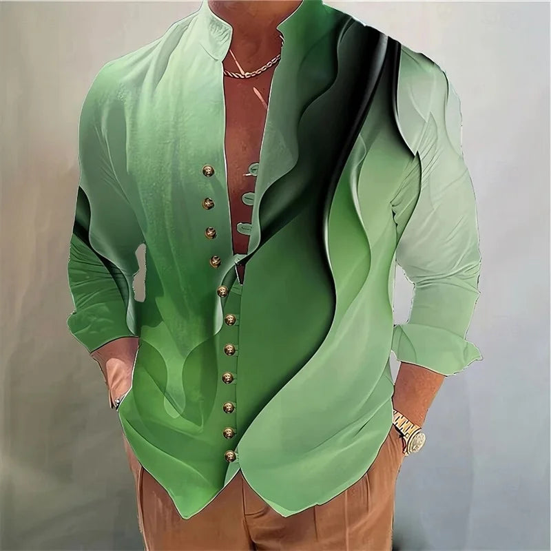 New men's Long Sleeved Shirt With Gold 3D Turtle Print | SAMAG